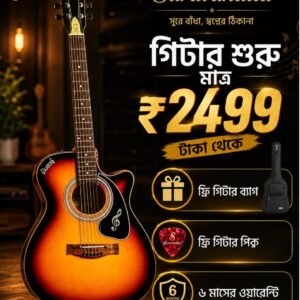 Givson Sunburst Cutaway Acoustic Guitar With Free Bag, Free Pick & Warranty