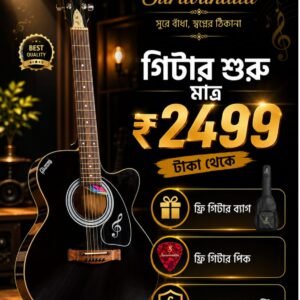Givson Premium Black Acoustic Guitar | Free Bag + Pick + 6 Months Warranty